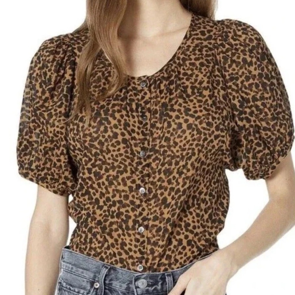 Madewell Animal Print Blouse Size M